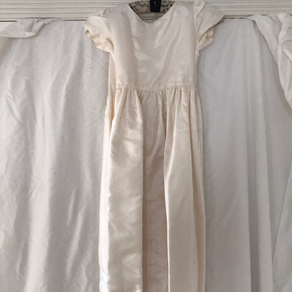 Angela West Girls Silk Cream Colored Dress
